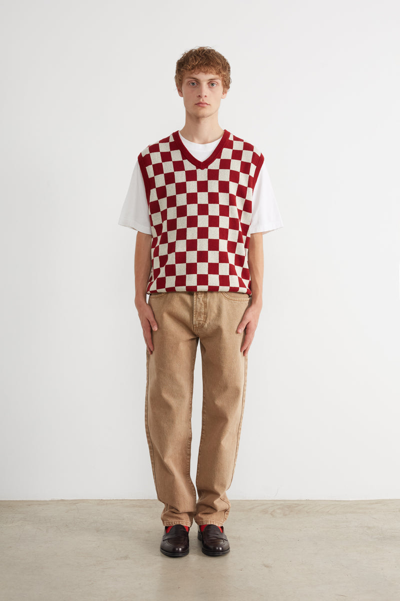 CHECKERBOARD VEST VANILLA