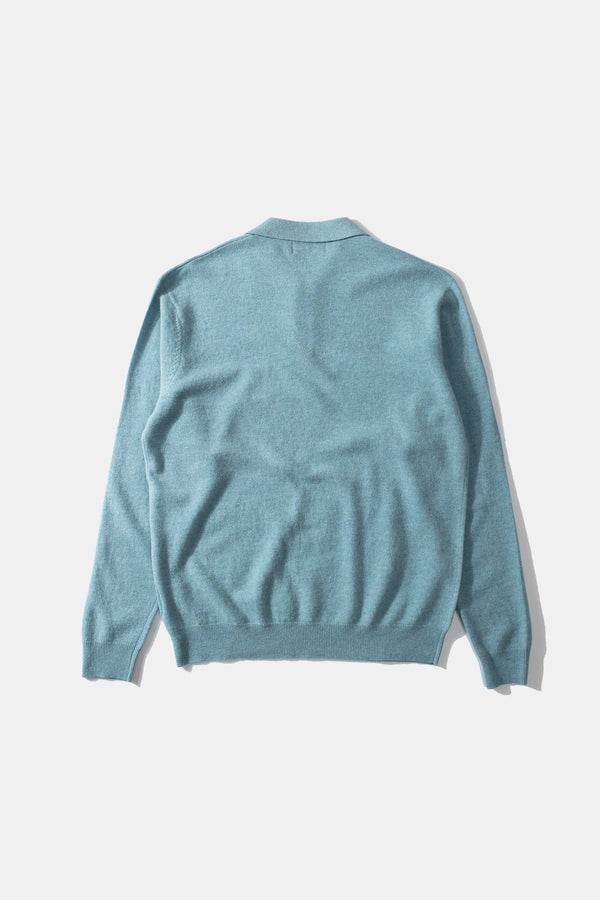 WOOL POLO AQUA