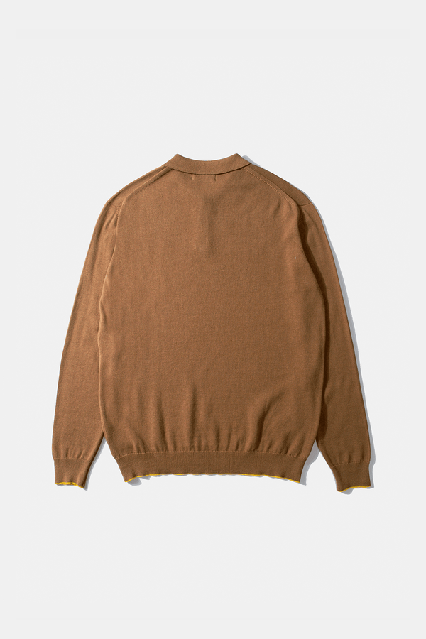 KNITTED POLO PLAIN BROWN